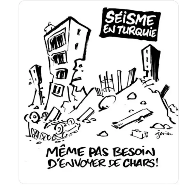 مجله هتاک فرانسوی، زلزله ترکیه را به سخره گرفت